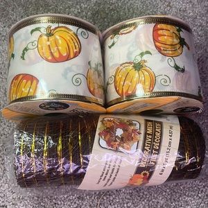Fall ribbon and mesh bundle of 3